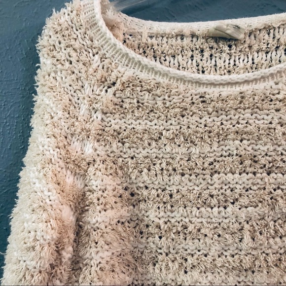 - Anthropologie white fluffy crew sweater - Picture 3 of 8